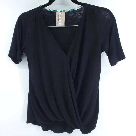 Anthropologie Dolan Left Coast Surplice Neck Front Cross Over Black V Neck Small - Picture 1 of 5